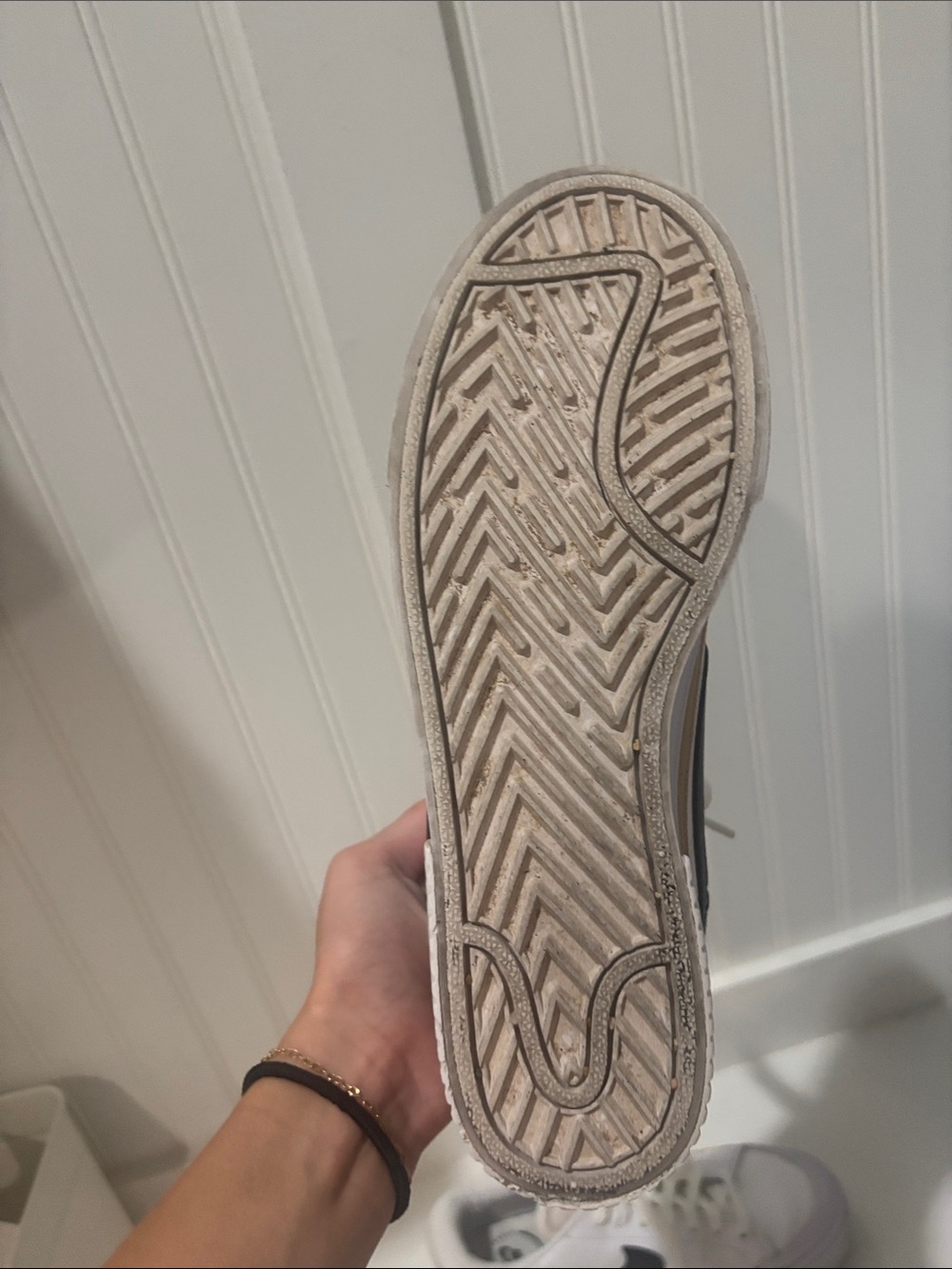 Nike White Sneakers with Black Swoosh and Tan Stripe - Picture 2 of 2